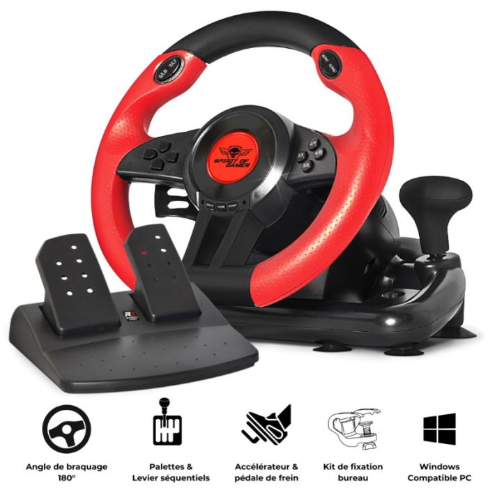 Volant De Course SPIRIT OF GAMER PRO 1 PC - Noir&Rouge
